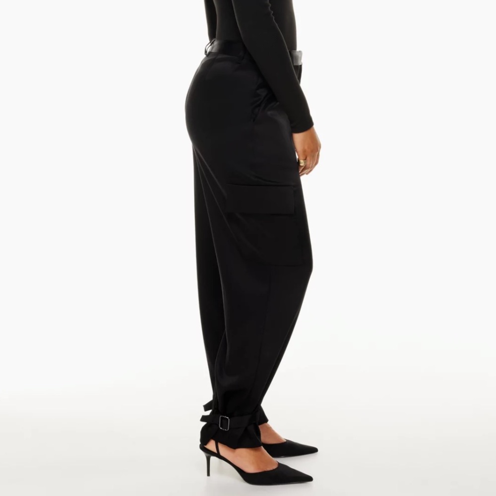NWT Aritzia color black Refined Satin Cargo Pant - Picture 7 of 7